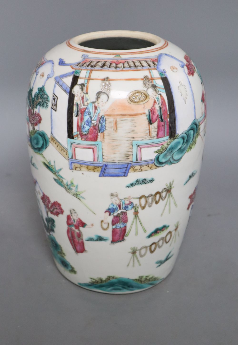 A Chinese famille rose jar, height 30cm